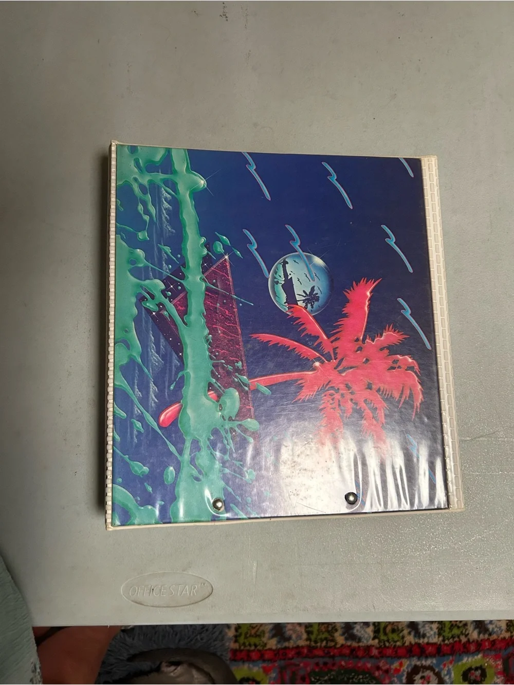 Vintage 90s Mead Trapper Keeper Designer Series Pink Palm Tree Binder